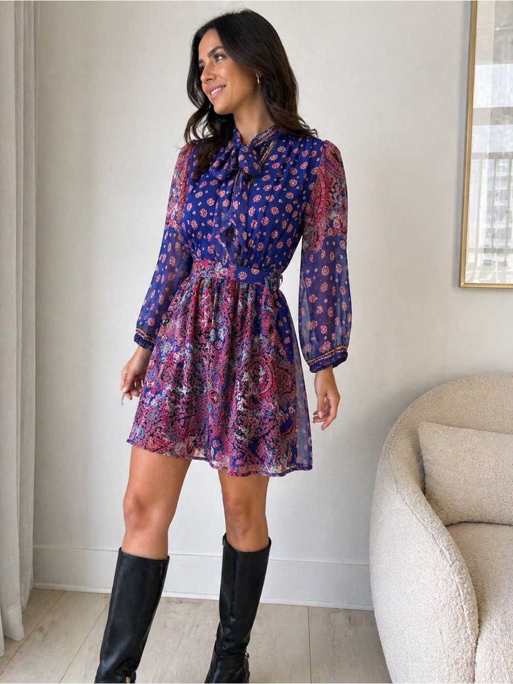 NWT Mango Silk Blend Boho Paisley Dress – Size S